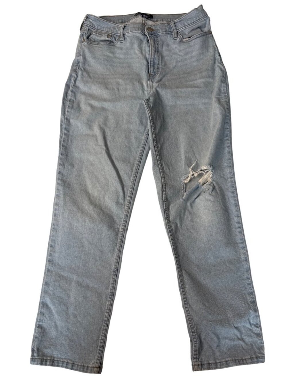 Calvin Klein Light Wash Distressed Straight-Leg Jeans Size 31